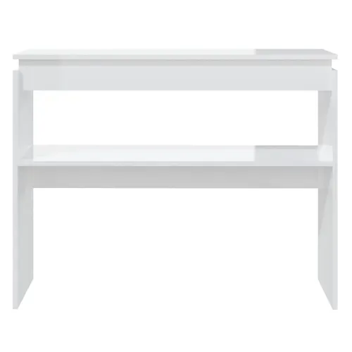 Table Console Blanc Brillant 102x30x80 Cm Aggloméré