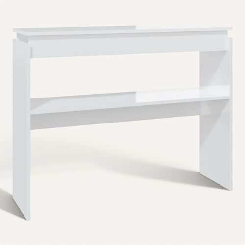 Table Console Blanc Brillant 102x30x80 Cm Aggloméré