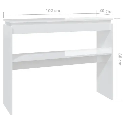Table Console Blanc Brillant 102x30x80 Cm Aggloméré