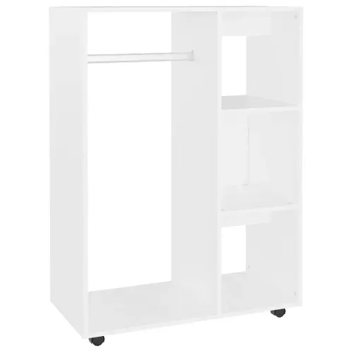 Garde-robe Avec Roues Blanc 80x40x110 Cm Aggloméré Placard Penderie Armoire De Rangement