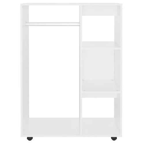 Garde-robe Avec Roues Blanc 80x40x110 Cm Aggloméré Placard Penderie Armoire De Rangement