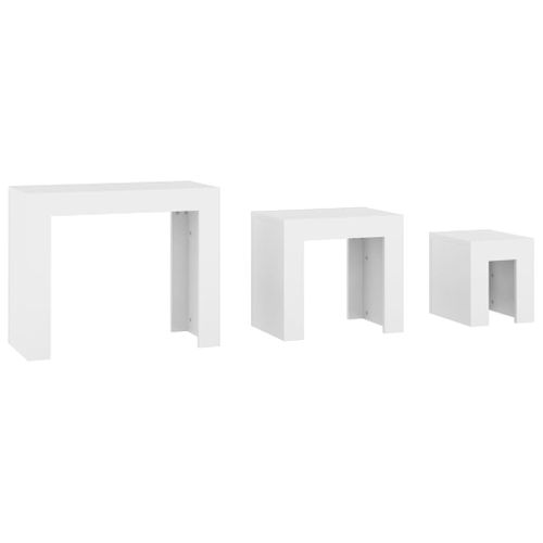 Tables Basses Gigognes 3 Pièces Blanc Bois Contreplaqué