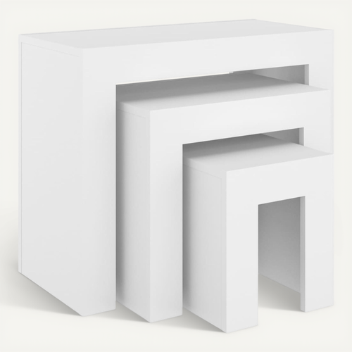 Tables Basses Gigognes 3 Pièces Blanc Bois Contreplaqué