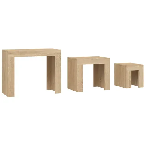 Tables Basses Gigognes 3 Pièces Chêne Sonoma Bois Contreplaqué