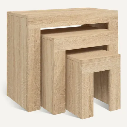 Tables Basses Gigognes 3 Pièces Chêne Sonoma Bois Contreplaqué