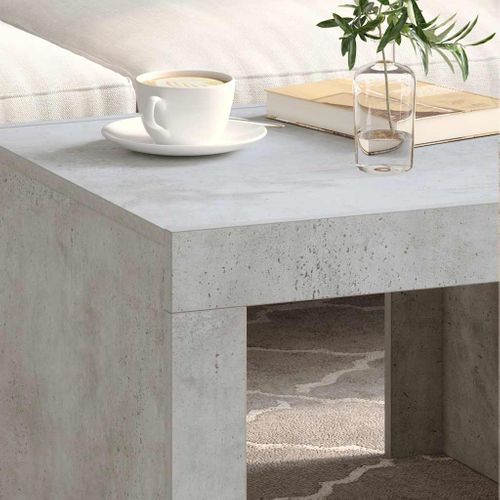 Table Basse Gris Béton 50x50x35 Cm Bois Contreplaqué