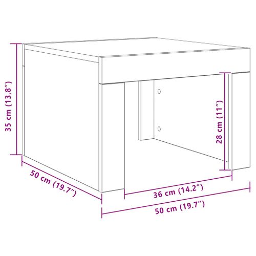 Table Basse Gris Béton 50x50x35 Cm Bois Contreplaqué