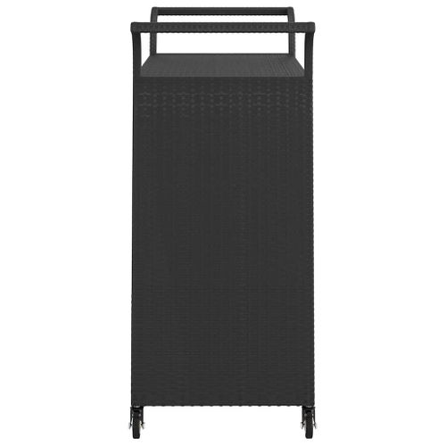 Chariot De Bar Avec Tiroir Noir 100x45x97 Cm Résine Tressée