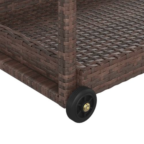 Chariot De Bar Marron 100x45x83 Cm Résine Tressée
