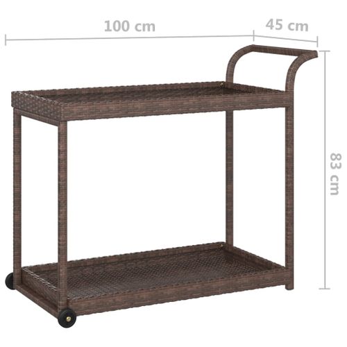 Chariot De Bar Marron 100x45x83 Cm Résine Tressée