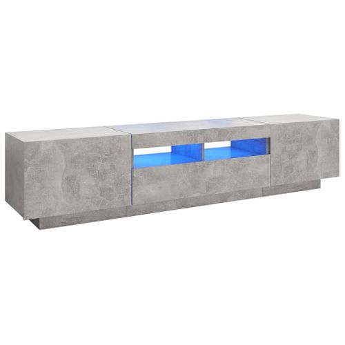 Meuble TV Avec Lumières LED Gris Béton 180x35x40 Cm