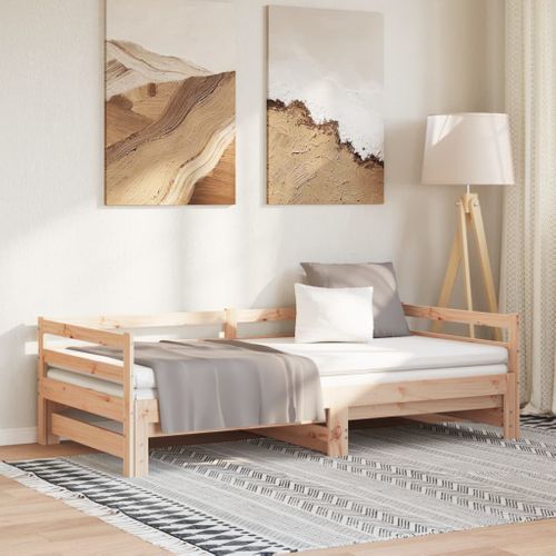 Lit Coulissant 2 Places 2x90x200 Cm Bois Pin Massif Lit Extensible