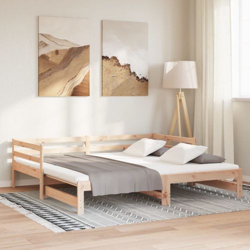 Lit Coulissant 2 Places 2x90x200 Cm Bois Pin Massif Lit Extensible