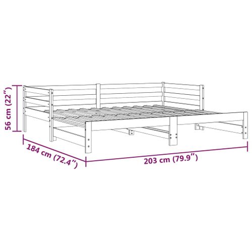 Lit Coulissant 2 Places 2x90x200 Cm Bois Pin Massif Lit Extensible