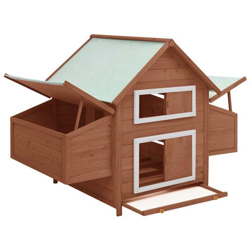 Poulailler Avec Plateau Amovible Boîtes à Nids Moka Blanc 150x96x110 Cm Bois De Sapin Solide