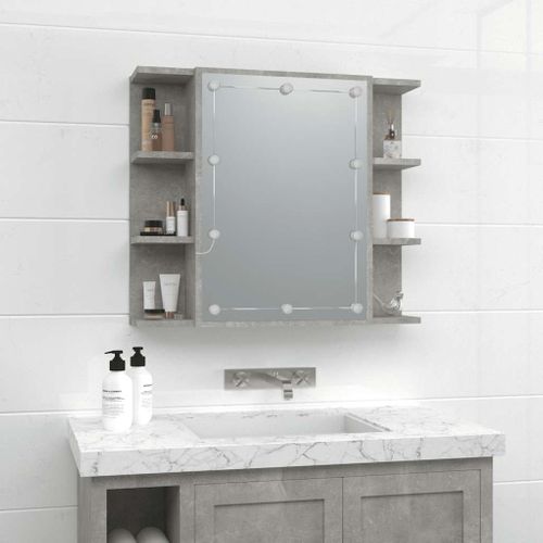 Armoire à Miroir Avec LED Gris Béton 70x16,5x60 Cm