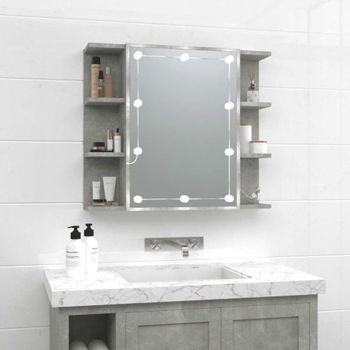 Armoire à Miroir Avec LED Gris Béton 70x16,5x60 Cm