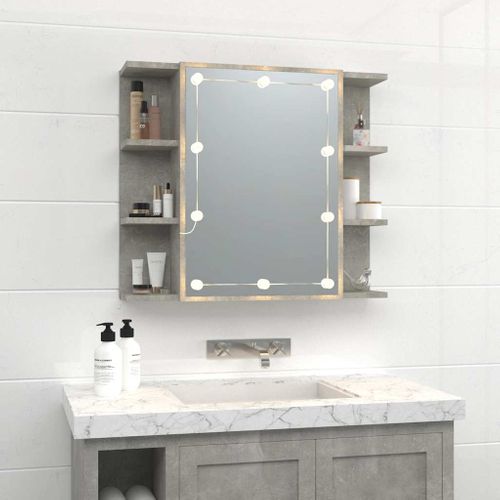 Armoire à Miroir Avec LED Gris Béton 70x16,5x60 Cm