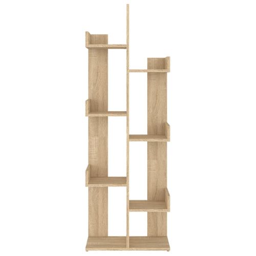 Bibliothèque En Chêne Sonoma 48x25,5x140 Cm Avec 8 Compartiments, Rangement Et Peu Encombrant
