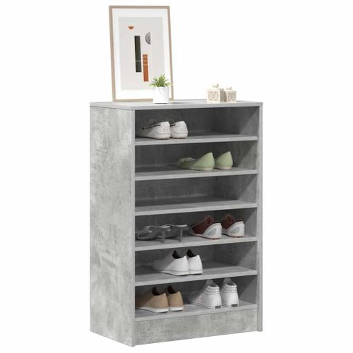 Armoire à Chaussures Gris Béton 60x35x92 Cm Bois D’contreplaqué