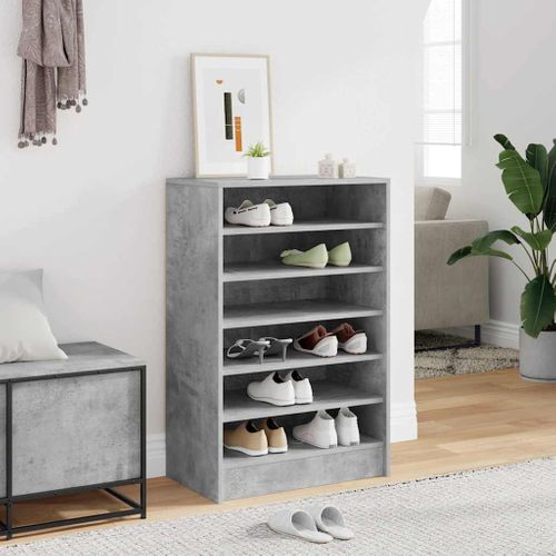 Armoire à Chaussures Gris Béton 60x35x92 Cm Bois D’contreplaqué