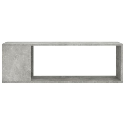Meuble TV Gris Béton 100 X 24 X 32 Cm Bois Contreplaqué 2 Étagères Design Classique