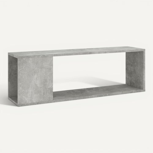 Meuble TV Gris Béton 100 X 24 X 32 Cm Bois Contreplaqué 2 Étagères Design Classique