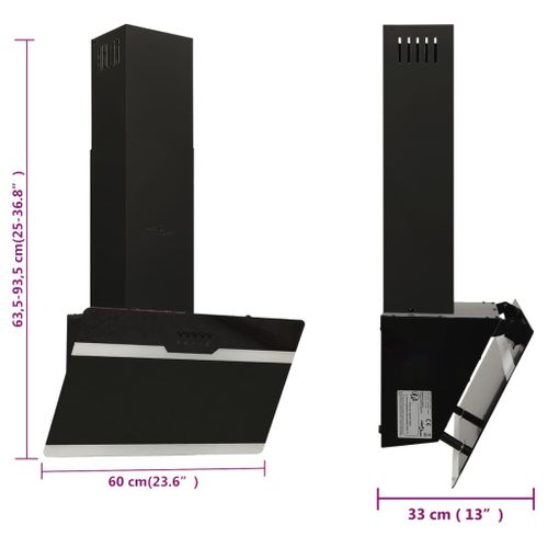 Hotte Murale 60 Cm Acier Et Verre Trempé Noir