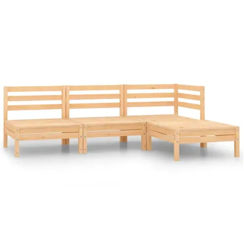 Ensemble De Salon De Jardin 4 Pièces En Bois Massif De Pin Rustique Modulaire