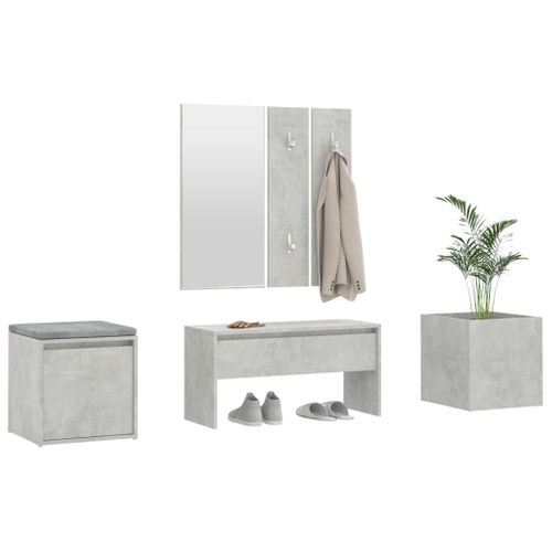 Ensemble De Meubles De Couloir Gris Béton Bois Contreplaqué