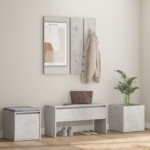 Ensemble De Meubles De Couloir Gris Béton Bois Contreplaqué