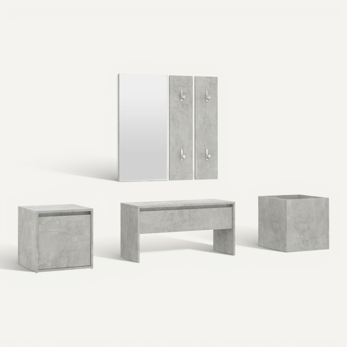 Ensemble De Meubles De Couloir Gris Béton Bois Contreplaqué