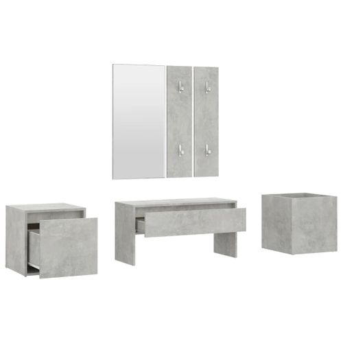 Ensemble De Meubles De Couloir Gris Béton Bois Contreplaqué