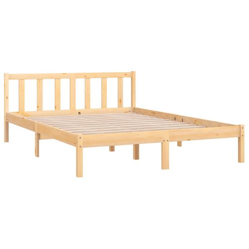 Cadre De Lit Lot 1 Bois Massif Pin Naturel 160x200 Cm Double Haut Robuste