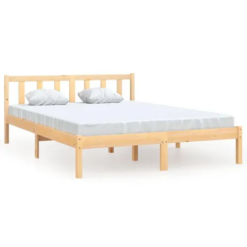 Cadre De Lit Lot 1 Bois Massif Pin Naturel 160x200 Cm Double Haut Robuste