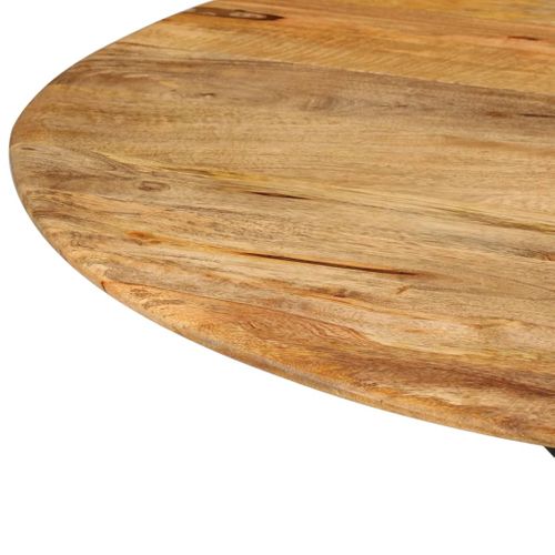 Table À Dîner D.110x78 Cm Bois De Manguier Massif Et Acier