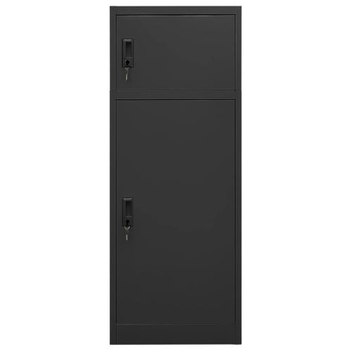 Armoire À Selle Acier Anthracite 53x53x140 Cm 2 Portes Verrouillables, Porte-selle Réglable