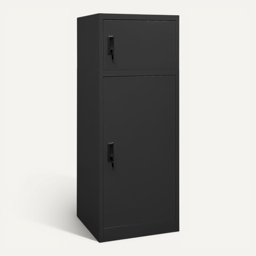 Armoire À Selle Acier Anthracite 53x53x140 Cm 2 Portes Verrouillables, Porte-selle Réglable