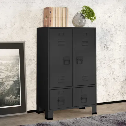 Armoire Industrielle Anthracite 67x35x107 Cm Acier