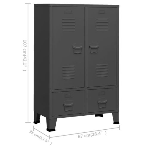 Armoire Industrielle Anthracite 67x35x107 Cm Acier