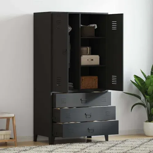 Armoire Industrielle Noir 90x50x180 Cm Métal