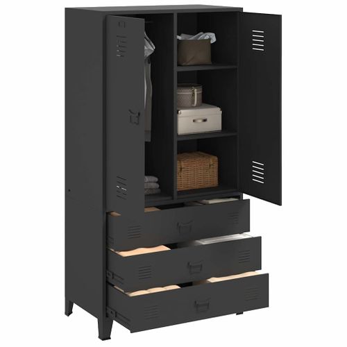 Armoire Industrielle Noir 90x50x180 Cm Métal