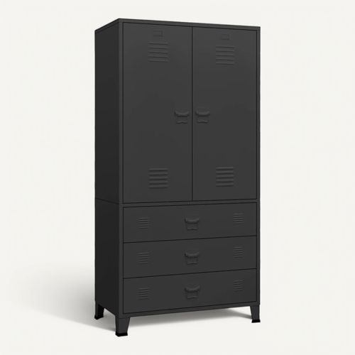 Armoire Industrielle Noir 90x50x180 Cm Métal