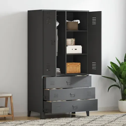 Armoire Industrielle Anthracite 90x50x180 Cm Métal