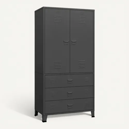Armoire Industrielle Anthracite 90x50x180 Cm Métal