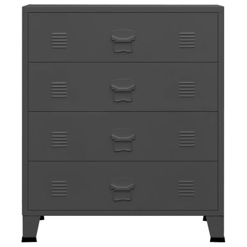 Armoire à Tiroirs Industrielle Anthracite 78x40x93 Cm Métal