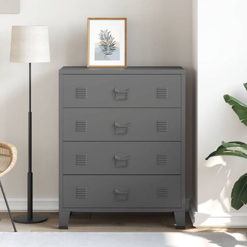 Armoire à Tiroirs Industrielle Anthracite 78x40x93 Cm Métal