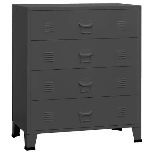 Armoire à Tiroirs Industrielle Anthracite 78x40x93 Cm Métal