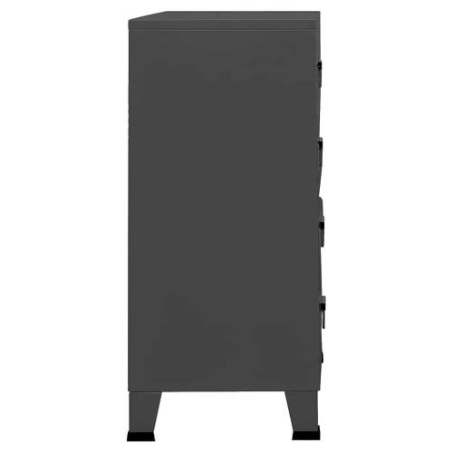 Armoire à Tiroirs Industrielle Anthracite 78x40x93 Cm Métal