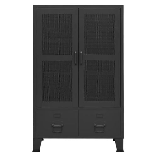 Coffre De Rangement Industriel Noir 70x40x115 Cm Métal